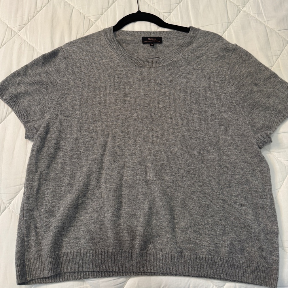 Quince Classic Gray Crew Neck Mongolian cashmere Sweater